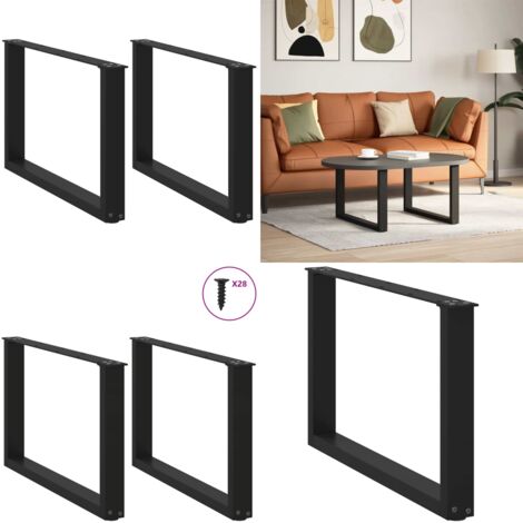 Patas para mesa de centro en forma de U (2 unidades), color negro, 70 x (42-43) cm, acero - Soporte para mesa - Patas en forma de U