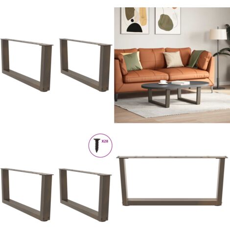 Patas para mesa de centro en forma de V (2 unidades, acero natural, 70 x 30-31,3 cm) - Soporte para mesa - Niveladores para mesa
