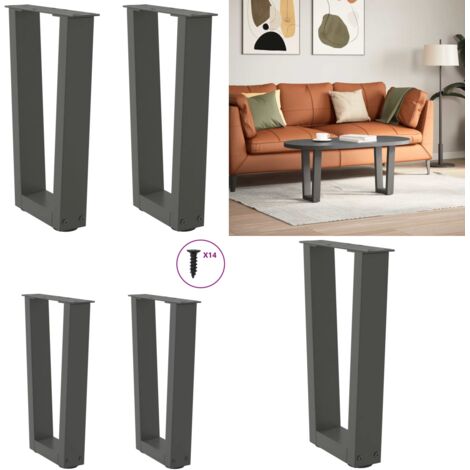 Patas para mesa de centro en forma de V (2 unidades), antracita, 28 x (42-43,3) cm, acero - Mesa de centro - Soporte para mesa