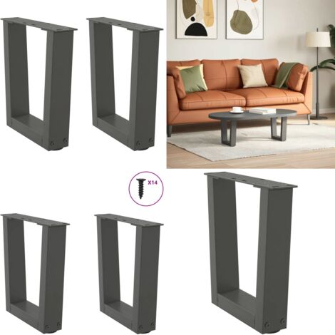 Patas para mesa de centro en forma de V (2 unidades), antracita, 30 x (30-31,3) cm, acero - Soporte para mesa - Patas en forma de V