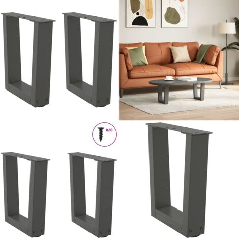 Patas para mesa de centro en forma de V (2 unidades), antracita, 40 x (30-31,3) cm, acero - Mesa de centro - Soporte para mesa
