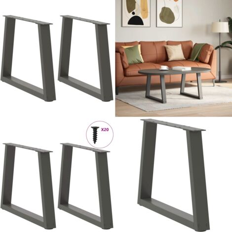 Patas para mesa de centro en forma de V (2 unidades), antracita, 50 x (42-43,3) cm, acero - Soporte para mesa - Patas en forma de V