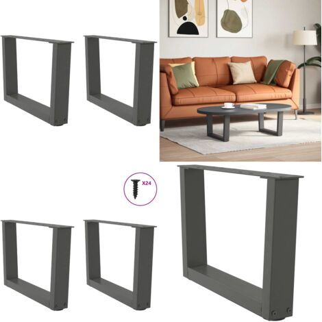 Patas para mesa de centro en forma de V (2 unidades), antracita, 60 x (30-31,3) cm, acero - Soporte para mesa - Patas en forma de V