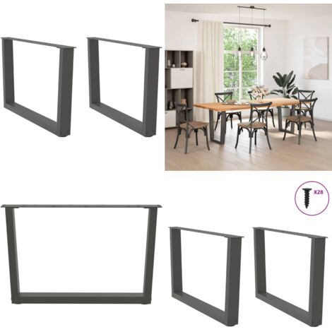Patas para mesa de centro en forma de V (2 unidades), antracita, 70 x (42-43,3) cm, acero - Soporte para mesa - Patas en forma de V