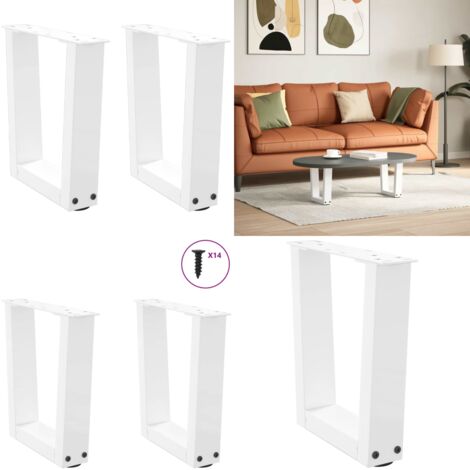 Patas para mesa de centro en forma de V (2 unidades), color blanco, 30 x (30-31,3) cm, acero - Mesa de centro - Patas en forma de V