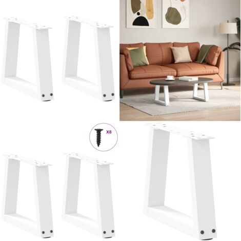 Patas para mesa de centro en forma de V (2 unidades), color blanco, 30 x (30-31,3) cm, acero - Soporte para mesa - Patas en forma de V