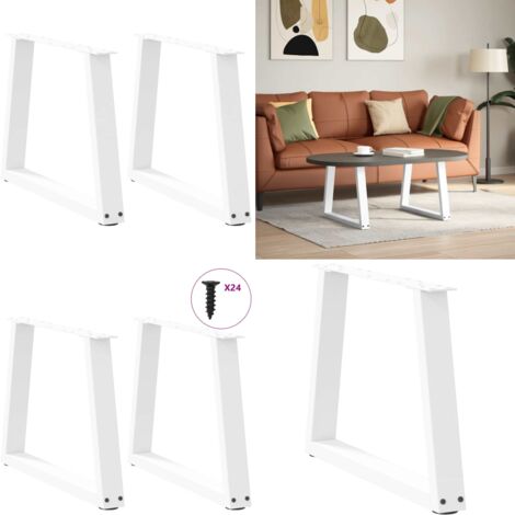 Patas para mesa de centro en forma de V (2 unidades), color blanco, 60 x (42-43,3) cm, acero - Mesa de centro - Soporte para mesa