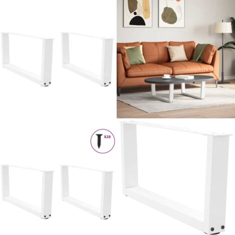 Patas para mesa de centro en forma de V (2 unidades), color blanco, 70 x (30-31,3) cm, acero - Soporte para mesa - Patas en forma de V