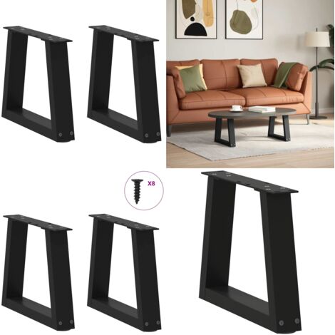Patas para mesa de centro en forma de V (2 unidades), color negro, 30 x (30-31,3) cm, acero - Soporte para mesa - Patas en forma de V