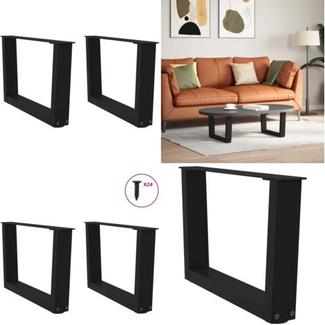 Patas para mesa de centro en forma de V (2 unidades), color negro, 50 x (30-31,3) cm, acero - Soporte para mesa - Patas en forma de V