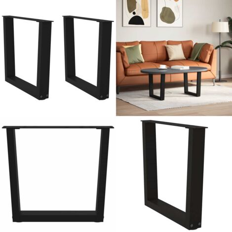 Patas para mesa de centro en forma de V (2 unidades), color negro, 50 x (42-43,3) cm, acero - Soporte para mesa - Patas en forma de V