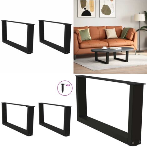 Patas para mesa de centro en forma de V (2 unidades), color negro, 70 x (30-31,3) cm, acero - Soporte para mesa - Patas en forma de V