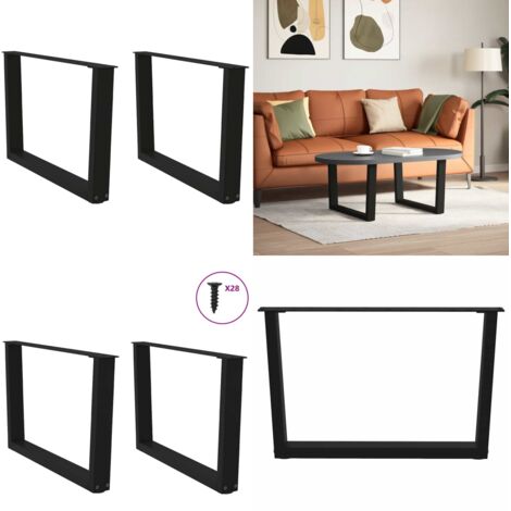 Patas para mesa de centro en forma de V (2 unidades), color negro, 70 x (42-43,3) cm, acero - Soporte para mesa - Patas en forma de V