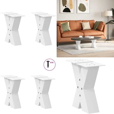 Patas para mesa de centro en forma de X (2 unidades), color blanco, 30 x (30-31) cm, acero - Soporte para mesa - Patas en forma de X