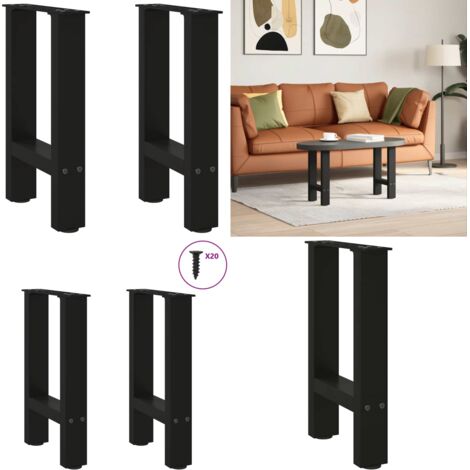 Patas para mesa de centro negras (2 unidades, 38 x 42-43 cm, acero) - Soporte para mesa - Niveladores para mesa