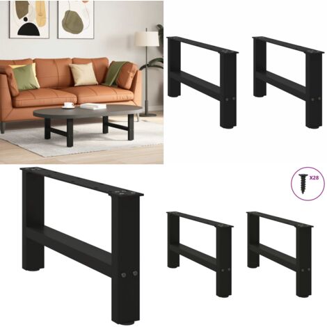 Patas para mesa de centro negras (2 unidades, 70 x 30-31 cm, acero) - Soporte para mesa - Niveladores para mesa