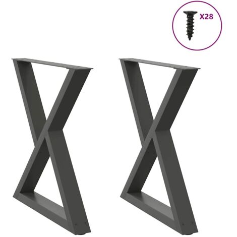 Patas para mesa de comedor (2 unidades), antracita, 70 x (72-73,3) cm, acero