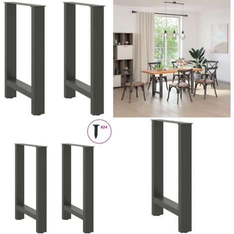 Patas para mesa de comedor antracita (2 unidades, 60 x 72-73 cm, acero) - Patas de mesa - Soporte para mesa