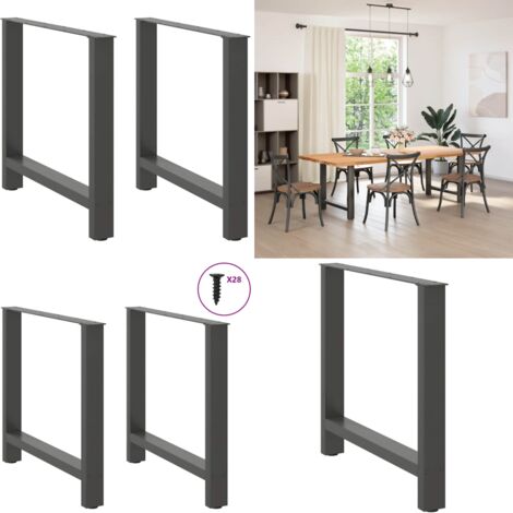 Patas para mesa de comedor antracita (2 unidades, 80 x 72-73 cm, acero) - Soporte para mesa - Niveladores para mesa