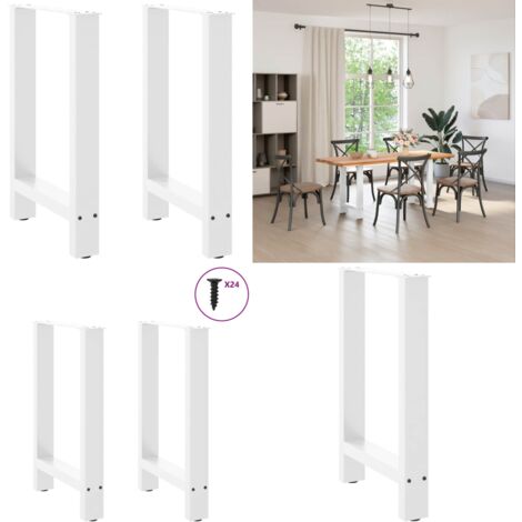 Patas para mesa de comedor blancas (2 unidades, 60 x 72-73 cm, acero) - Patas de mesa - Soporte para mesa