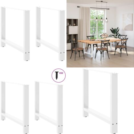 Patas para mesa de comedor blancas (2 unidades, 90 x 72-73 cm, acero) - Patas de mesa - Soporte para mesa