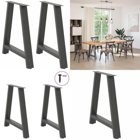 Patas para mesa de comedor en forma de A (2 unidades), antracita, 70 x (72-73) cm, acero - Soporte para mesa - Patas en forma de A