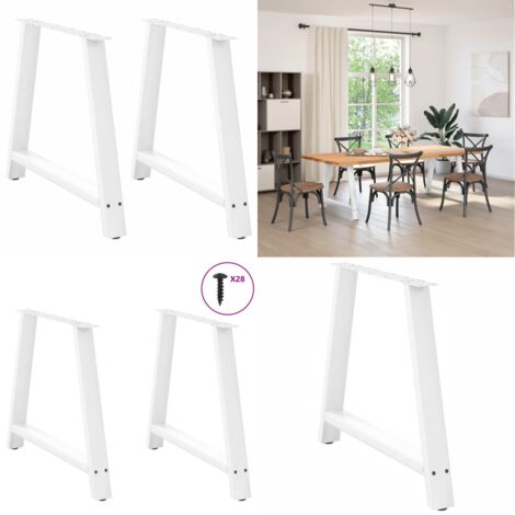 Patas para mesa de comedor en forma de A (2 unidades), color blanco, 100 x (72-73) cm, acero - Soporte para mesa - Patas en forma de A