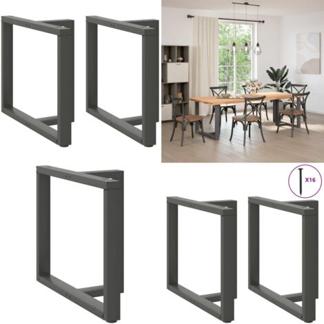 Patas para mesa de comedor en forma de T (2 unidades), antracita, 90 x 35 x (72-73) cm, acero - Patas en forma de T - Soporte para mesa