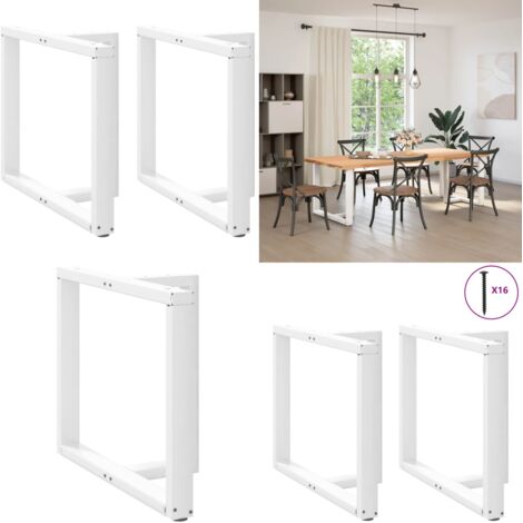 Patas para mesa de comedor en forma de T (2 unidades), color blanco, 90 x 35 x (72-73) cm, acero - Patas en forma de T - Patas de mesa de comedor
