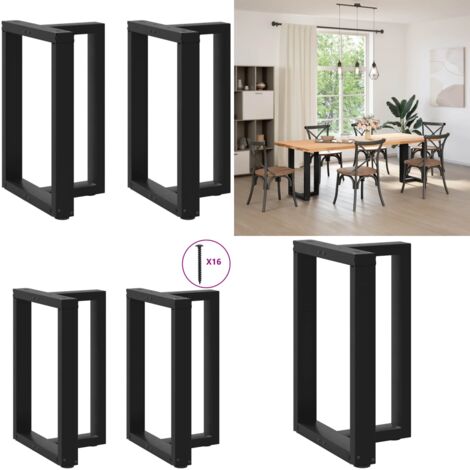 Patas para mesa de comedor en forma de T (2 unidades), color negro, 60 x 35 x (72-73) cm, acero - Patas en forma de T - Patas de mesa de comedor