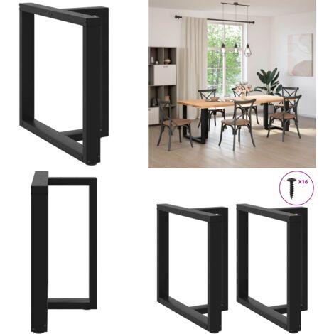 Patas para mesa de comedor en forma de T (2 unidades), color negro, 70 x 35 x (72-73) cm, acero - Patas en forma de T - Patas de mesa de comedor
