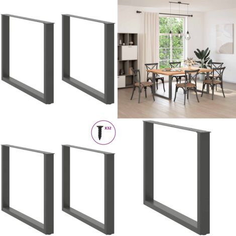 Patas para mesa de comedor en forma de U (2 unidades), antracita, 100 x (72-73) cm, acero - Soporte para mesa - Patas en forma de U