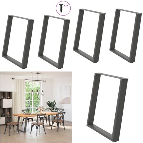 Patas para mesa de comedor en forma de U (2 unidades), antracita, 70 x (72-73) cm, acero - Soporte para mesa - Patas en forma de U