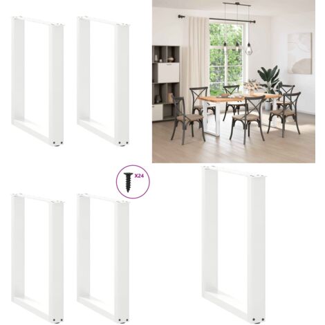 Patas para mesa de comedor en forma de U (2 unidades), color blanco, 60 x (72-73) cm, acero - Soporte para mesa - Patas en forma de U