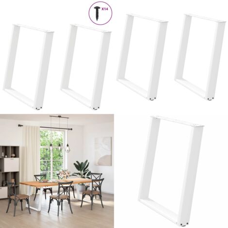 Patas para mesa de comedor en forma de U (2 unidades), color blanco, 80 x (72-73) cm, acero - Mesa de comedor - Soporte para mesa