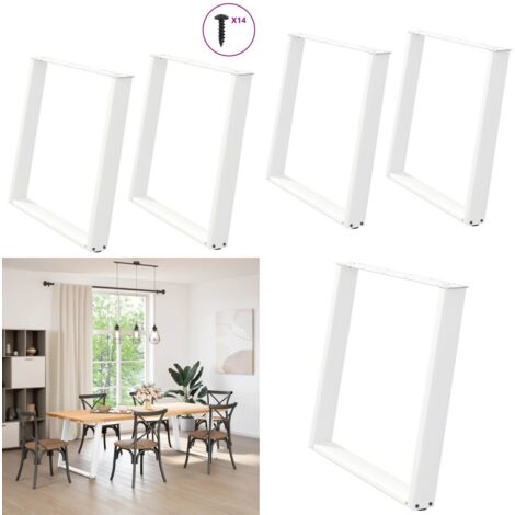 Patas para mesa de comedor en forma de U (2 unidades), color blanco, 90 x (72-73) cm, acero - Soporte para mesa - Patas en forma de U