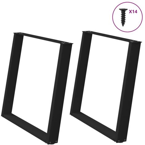 Patas para mesa de comedor en forma de U (2 unidades), color negro, 100 x (72-73) cm, acero