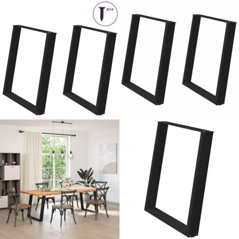 Patas para mesa de comedor en forma de U (2 unidades), color negro, 70 x (72-73) cm, acero - Soporte para mesa - Patas en forma de U