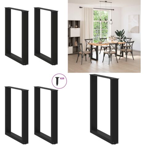 Patas para mesa de comedor en forma de U (2 unidades), color negro, 70 x (72-73) cm, acero - Soporte para mesa - Patas en forma de U
