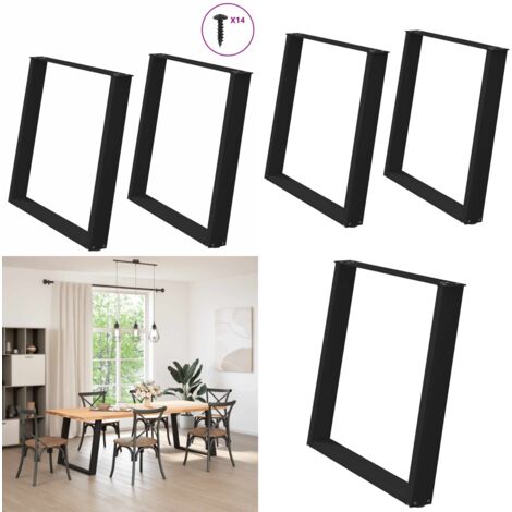 Patas para mesa de comedor en forma de U (2 unidades), color negro, 90 x (72-73) cm, acero - Soporte para mesa - Patas en forma de U