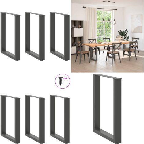 Patas para mesa de comedor en forma de U (3 unidades), antracita, 70 x (72-73) cm, acero - Soporte para mesa - Patas en forma de U