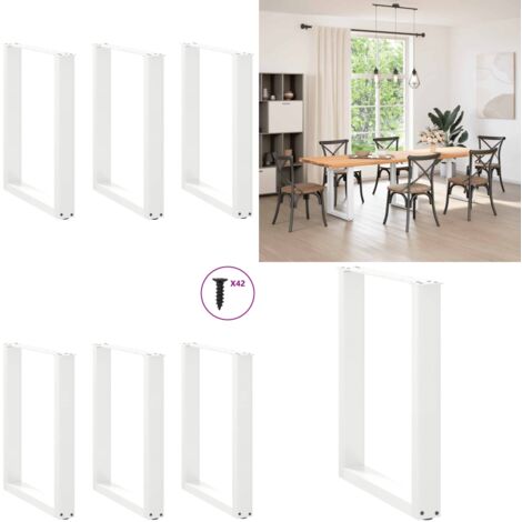 Patas para mesa de comedor en forma de U (3 unidades), color blanco, 70 x (72-73) cm, acero - Patas en forma de U - Soporte para mesa