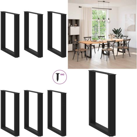 Patas para mesa de comedor en forma de U (3 unidades), color negro, 70 x (72-73) cm, acero - Soporte para mesa - Patas en forma de U