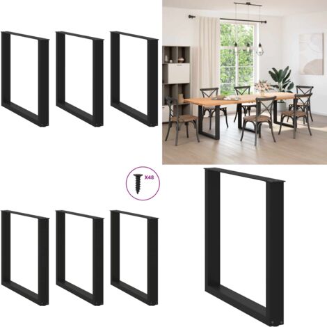 Patas para mesa de comedor en forma de U (3 unidades), color negro, 90 x (72-73) cm, acero - Soporte para mesa - Patas en forma de U