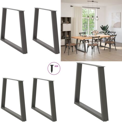 Patas para mesa de comedor en forma de V (2 unidades), antracita, 100 x (72-73,3) cm, acero - Patas en forma de V - Soporte para mesa