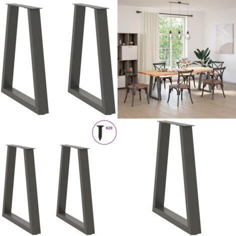 Patas para mesa de comedor en forma de V (2 unidades), antracita, 60 x (72-73,3) cm, acero - Patas en forma de V - Soporte para mesa