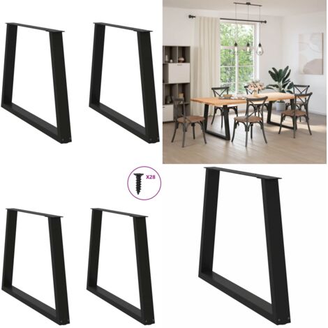 Patas para mesa de comedor en forma de V (2 unidades), color negro, 100 x (72-73,3) cm, acero - Patas en forma de V - Soporte para mesa