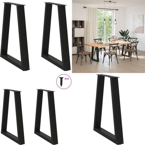 Patas para mesa de comedor en forma de V (2 unidades), color negro, 50x(72-73,3) cm, acero - Patas en forma de V - Soporte para mesa