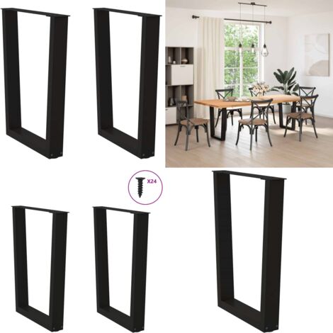 Patas para mesa de comedor en forma de V (2 unidades), color negro, 60 x (72-73,3) cm, acero - Patas en forma de V - Soporte para mesa