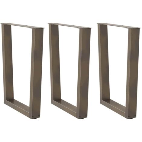 Patas para mesa de comedor en forma de V (3 unidades, acero natural, 70 x 72-73,3 cm)
